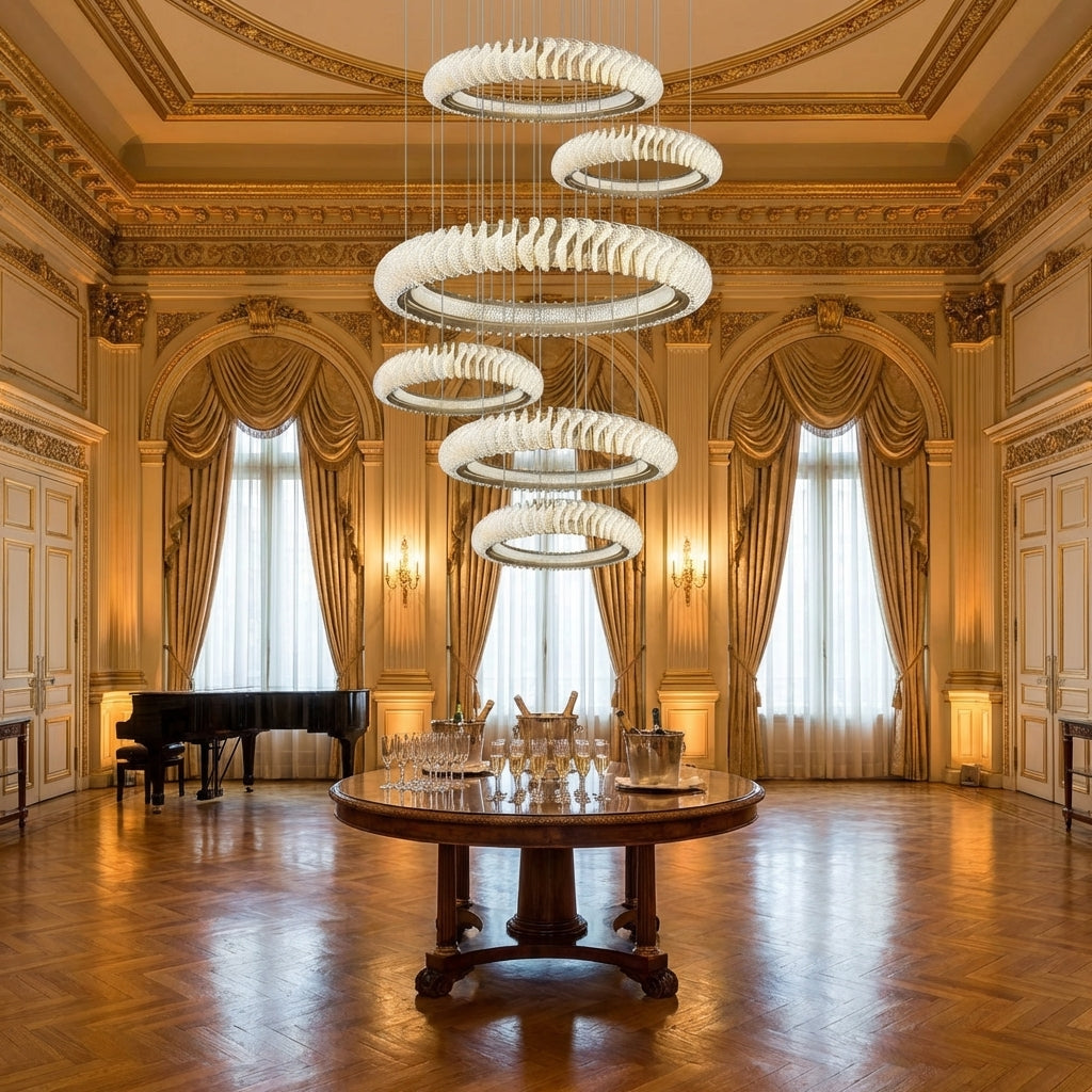 Luster Gaze Celestial Rings Multi-Layer Crystal Chandelier - American ballroom or formal entertaining space