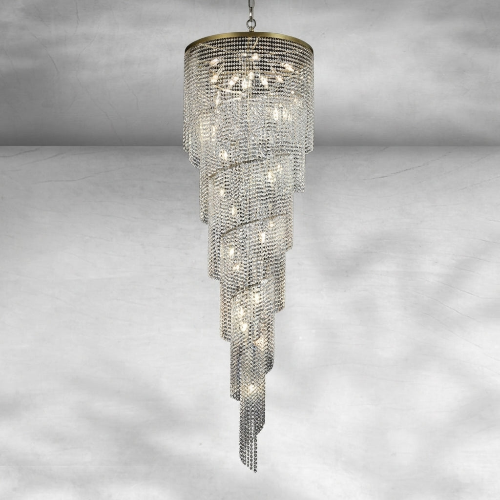 Luster Gaze Grand Spiral Tiered Crystal Chandelier - Background Shot