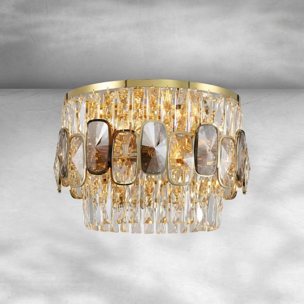 Luster Gaze Grand Honeycomb Crystal Chandelier - Background Shot