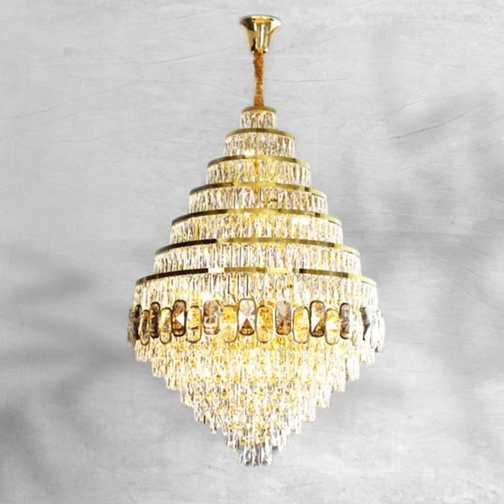 Luster Gaze Grand Honeycomb Crystal Chandelier - Background Shot