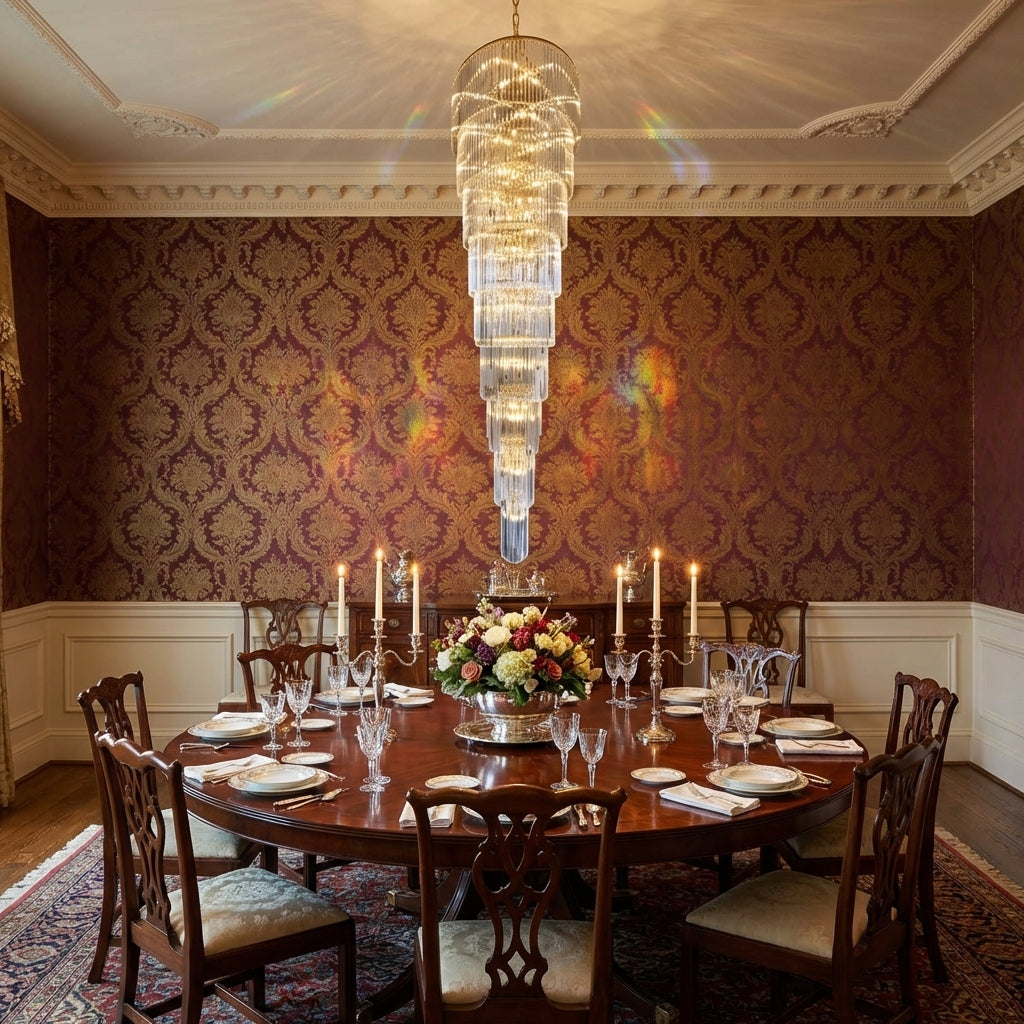 Luster Gaze Grand Radiance Round Crystal Chandelier - formal American dining room