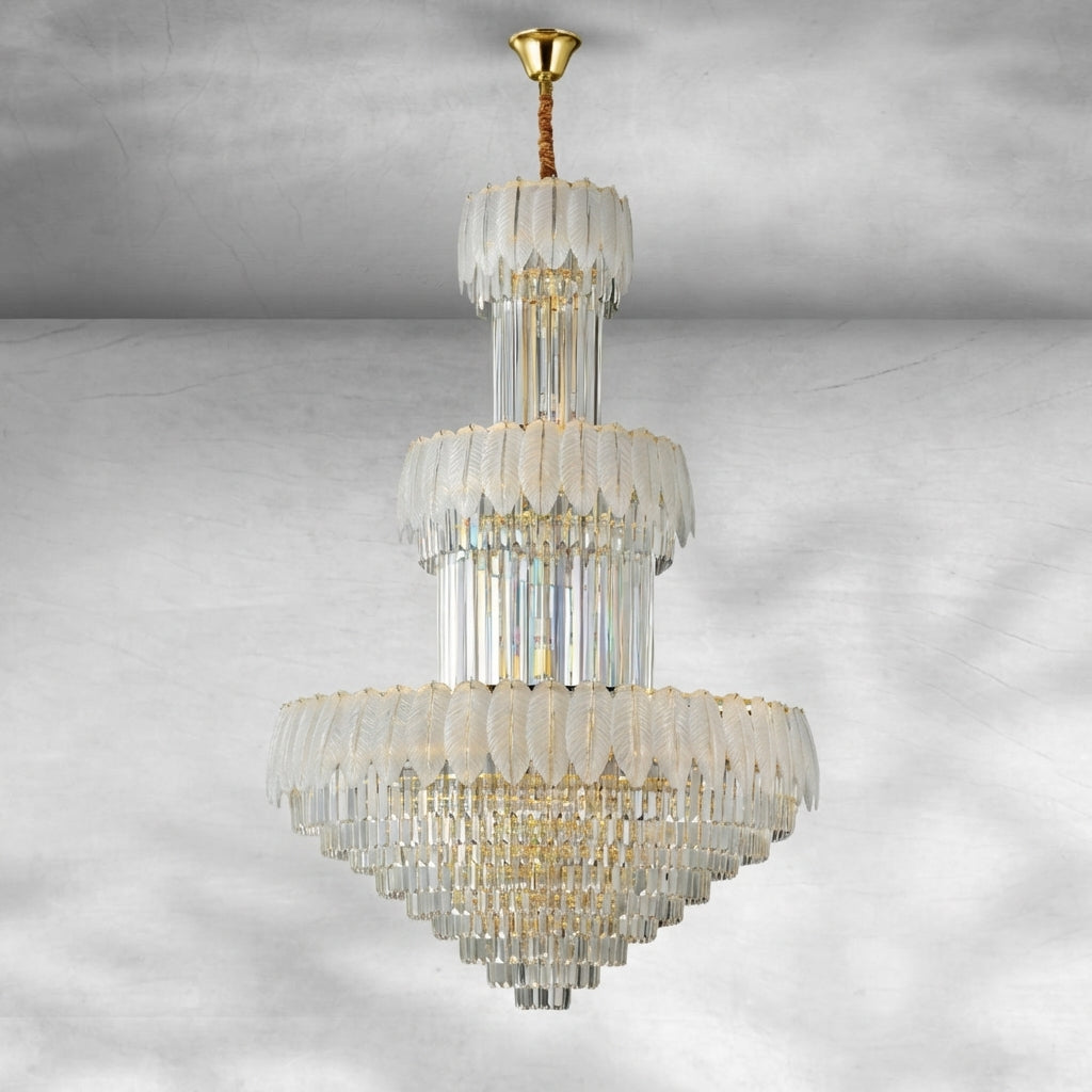 Luster Gaze Grand Plume Crystal Chandelier - Background Shot