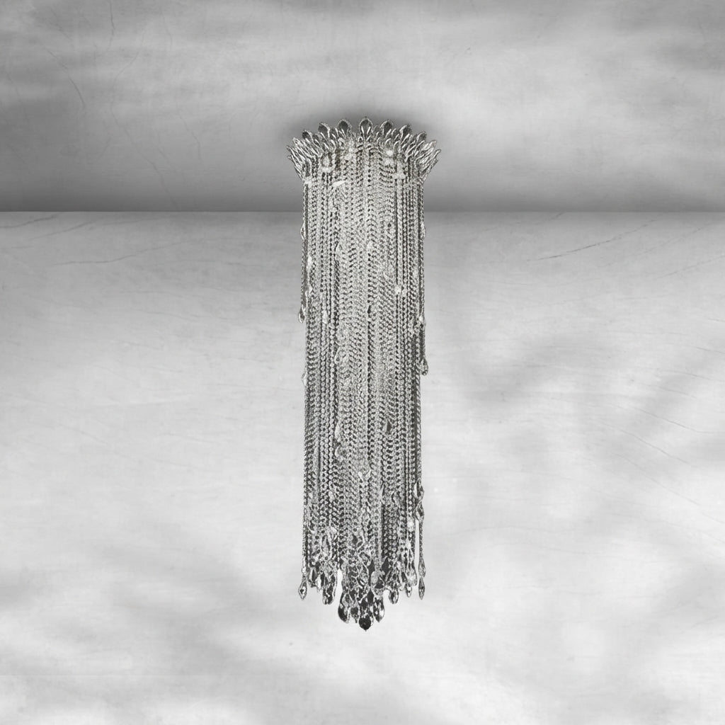 Luster Gaze Veridian Cascade Crystal Tassel Chandelier - Background Shot
