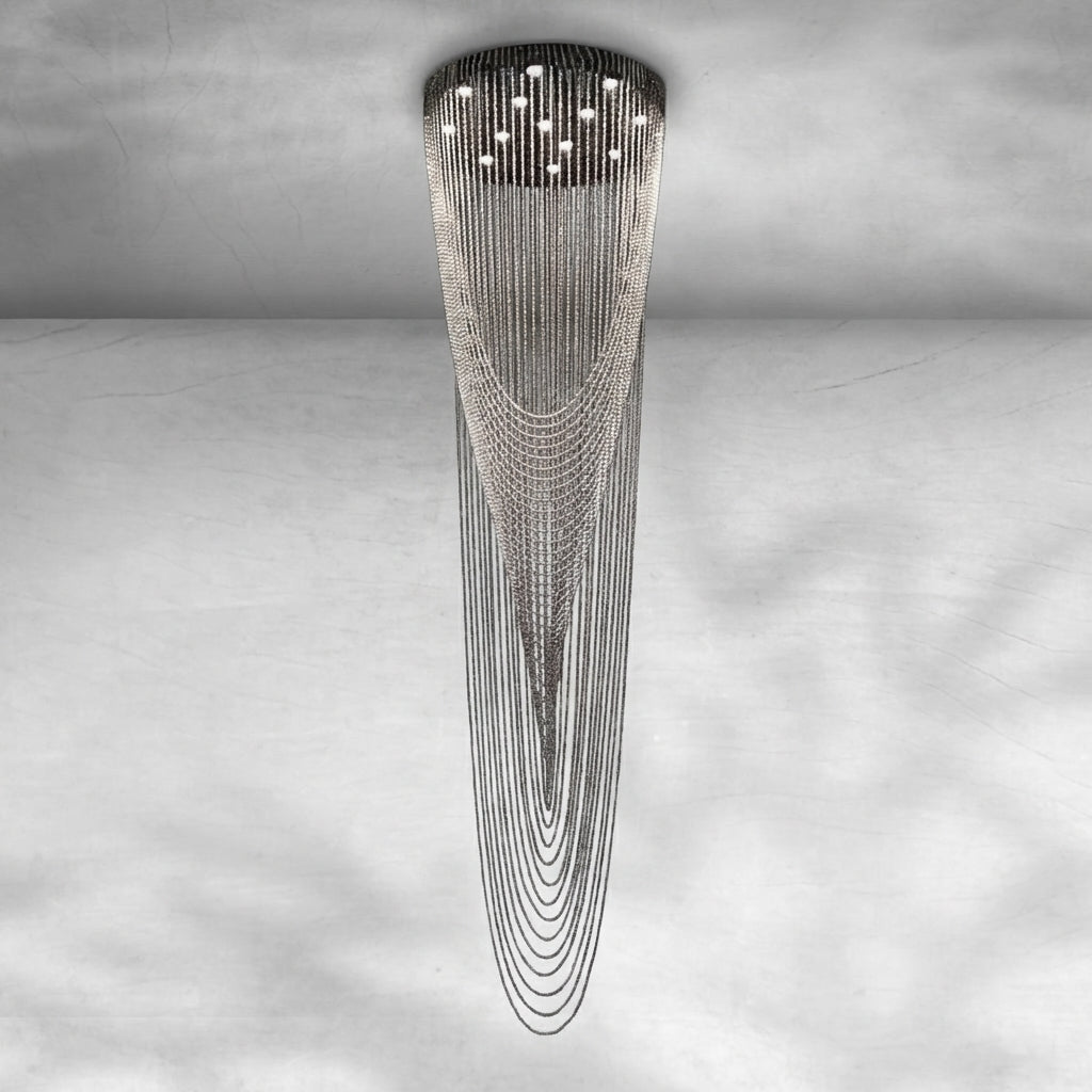 Luster Gaze Grand Tiered Waterfall Round Chandelier - Background Shot