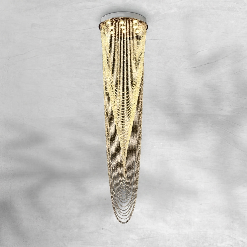 Luster Gaze Grand Tiered Waterfall Round Chandelier - Background Shot