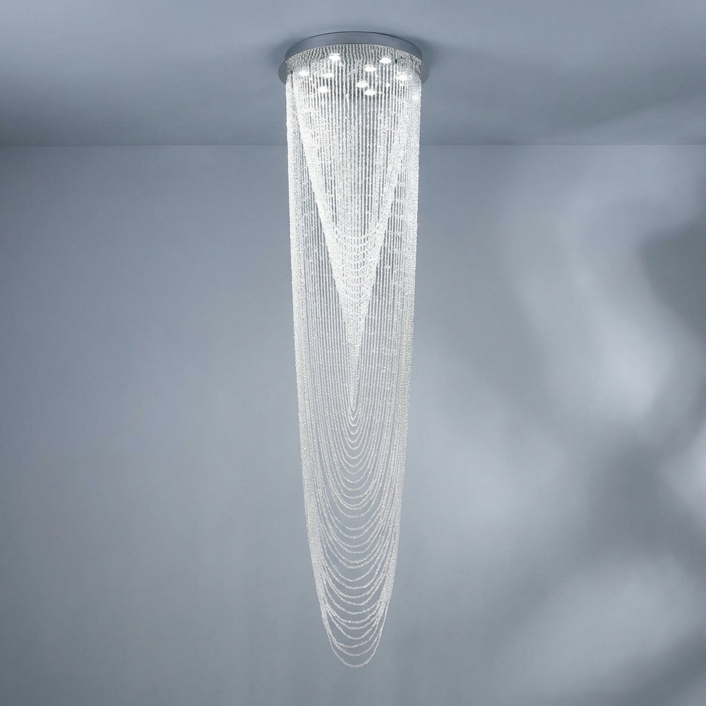 Luster Gaze Extra Large Affordable Luxury Tiered Tassel Watefall Crystal Chandelier for Spiral Staircase/Villa/Hotel Lobby/Foyer - Studio Shot