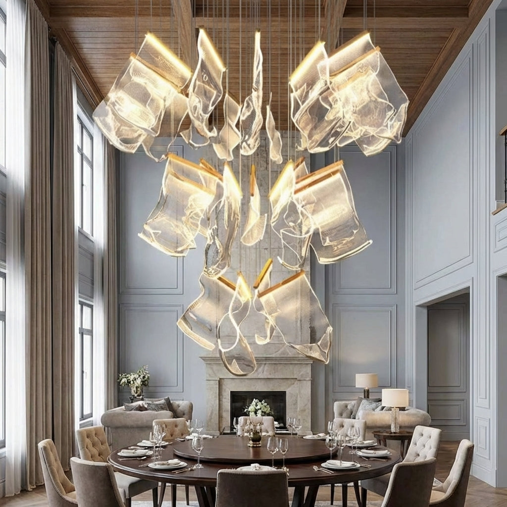 Luster Gaze Extra Large Modern Paper Chandelier For Staircase / Foyer Villa Hall Ceiling - Studio Shot
