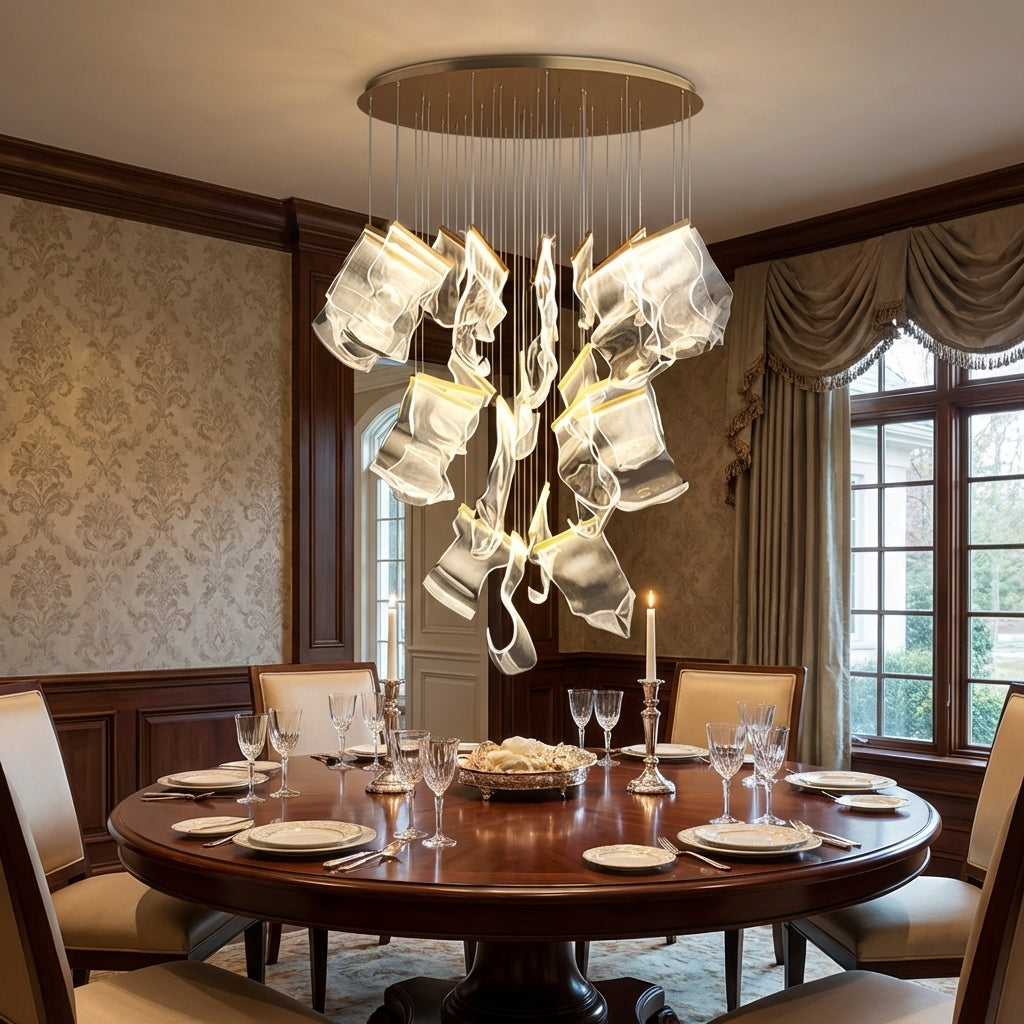 Luster Gaze Extra Large Modern Paper Chandelier For Staircase / Foyer Villa Hall Ceiling - formal American dining room