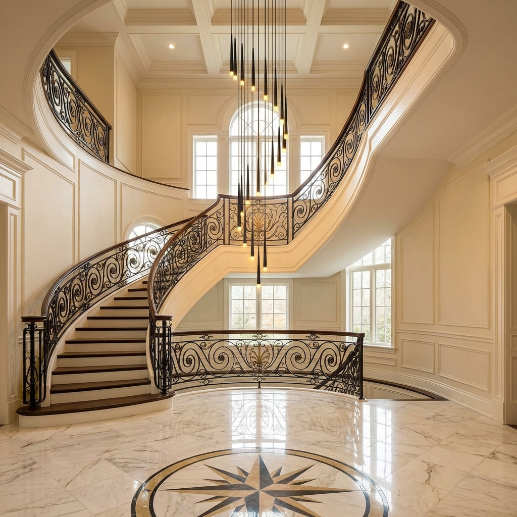 Luster Gaze Aura Grand Foyer Chandelier - grand American foyer with two-story ceiling