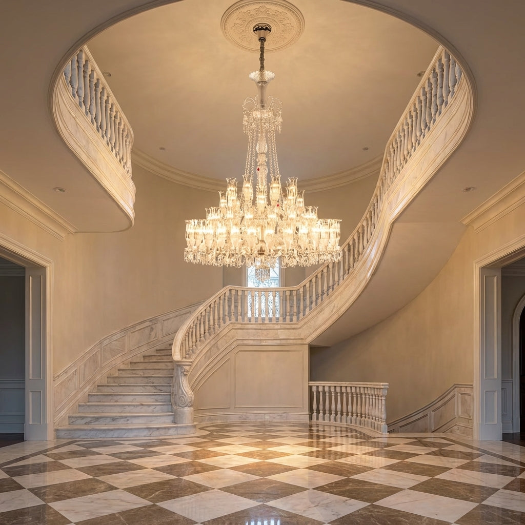 Luster Gaze Opulent Lily Bloom Crystal Chandelier - grand American estate foyer