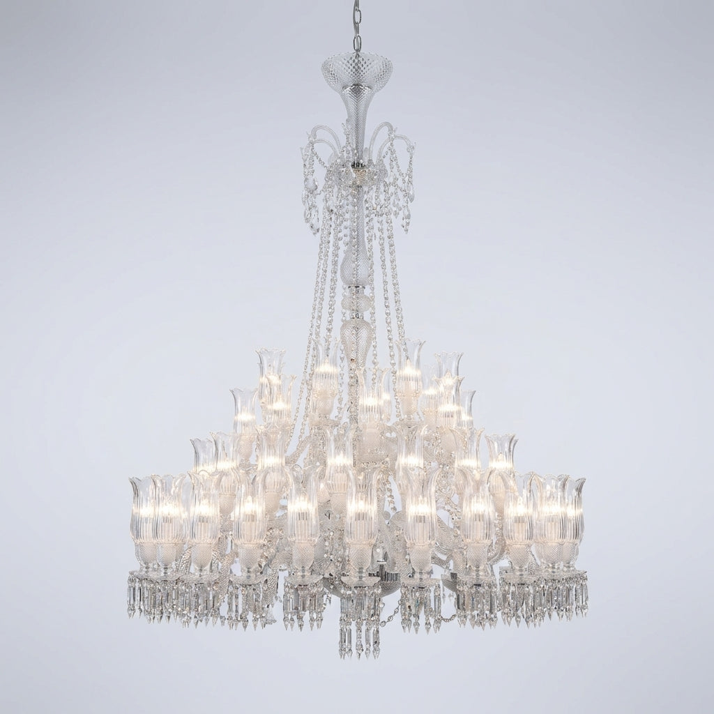 Luster Gaze Multi Layer Chrome Crystal Chandelier in French Style with Romantic Branch Flowers for Grand Hallway and Staircase - Studio Shot