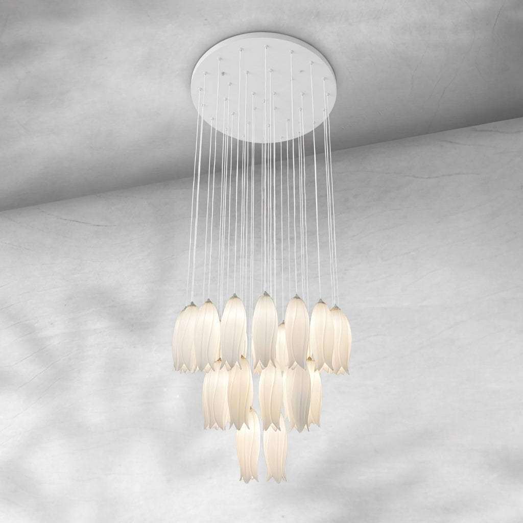 Luster Gaze Porcelain Bloom Round Chandelier - Background Shot
