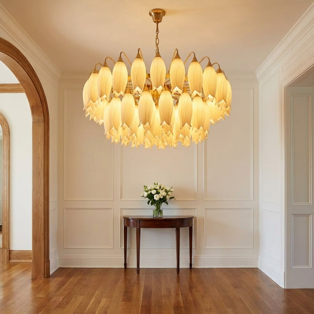 Luster Gaze Porcelain Bloom Round Chandelier - Scene