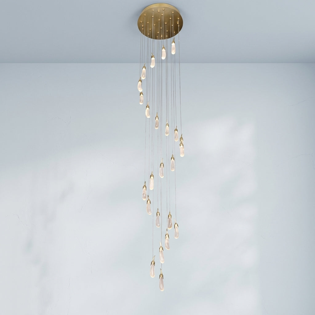 Luster Gaze 24 Rock Crystal Long-eggplants Modern Chandelier 138 Inch Long Staircase Chandelier - Studio Shot