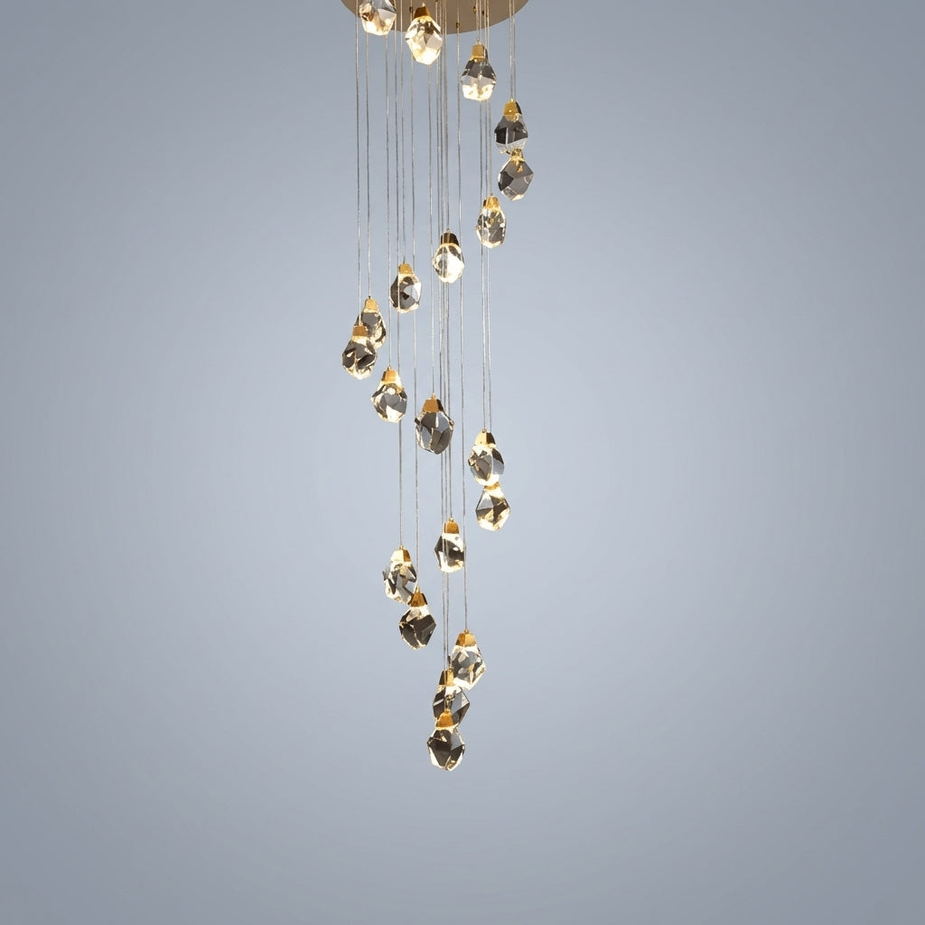 Luster Gaze Radiant Cascade Brass Chandelier - Studio Shot