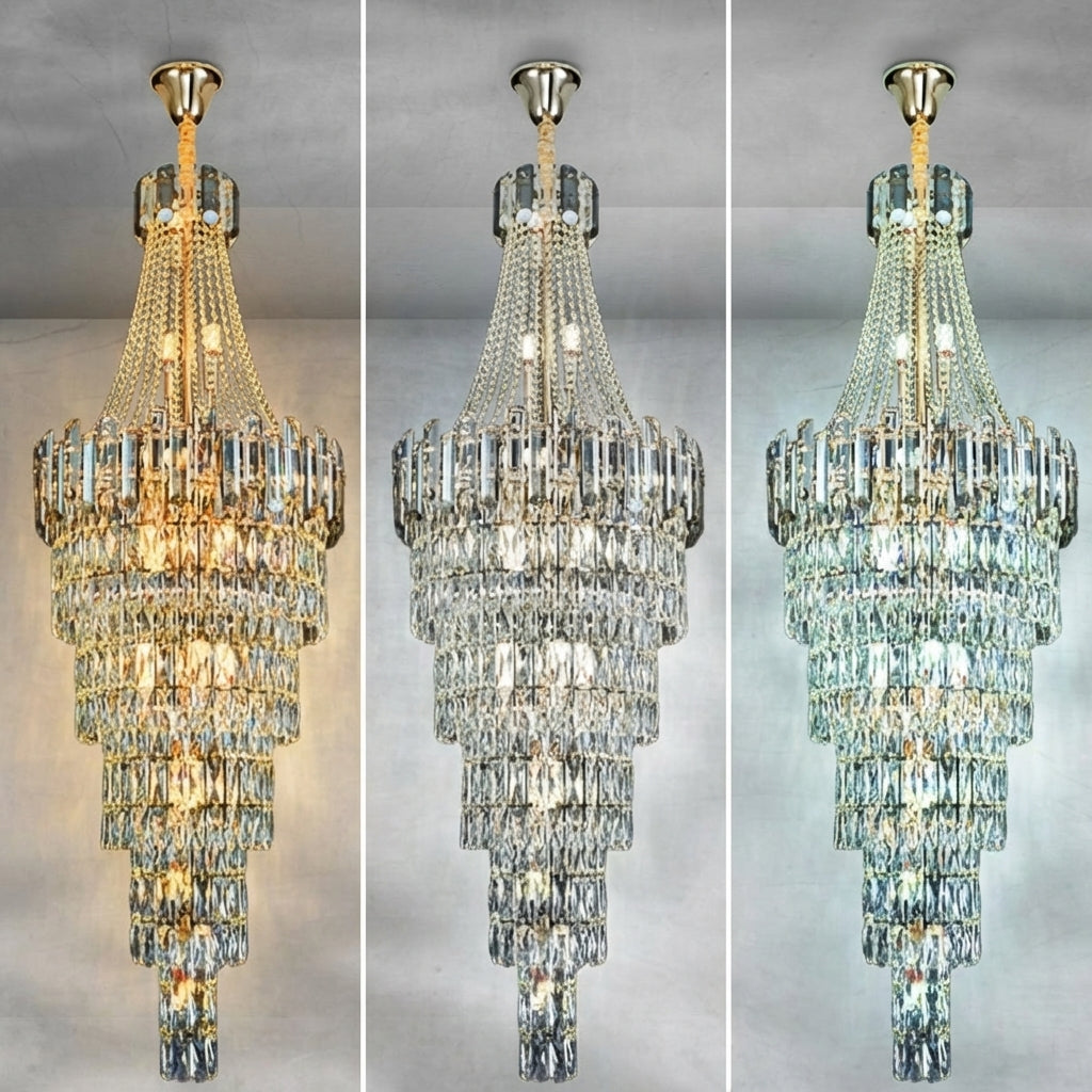 Luster Gaze Grand Radiance K9 Crystal Stairwell Chandelier - Background Shot