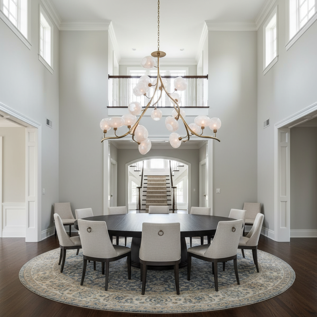 Luster Gaze Modern Chandelier with Irregular Glass Lampshades and Brass Branches - Studio Shot