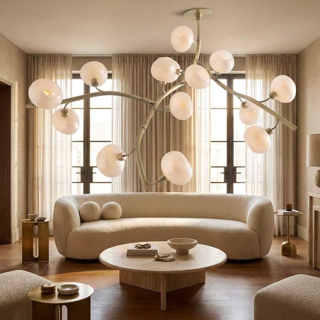 Luster Gaze Veridian Branch Glass Globe Chandelier - sophisticated American living room