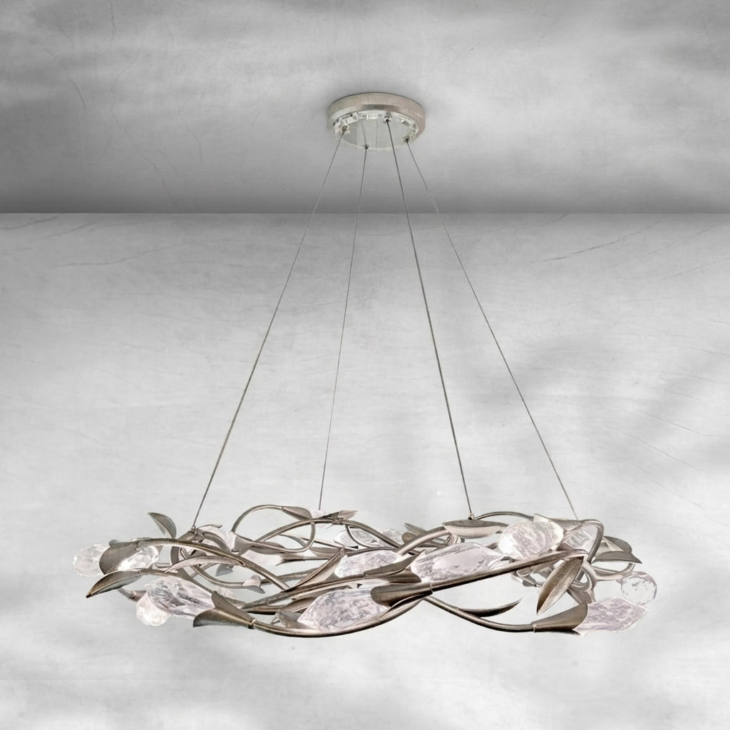 Luster Gaze Gilded Bloom Linear/Round Crystal Chandelier - Background Shot
