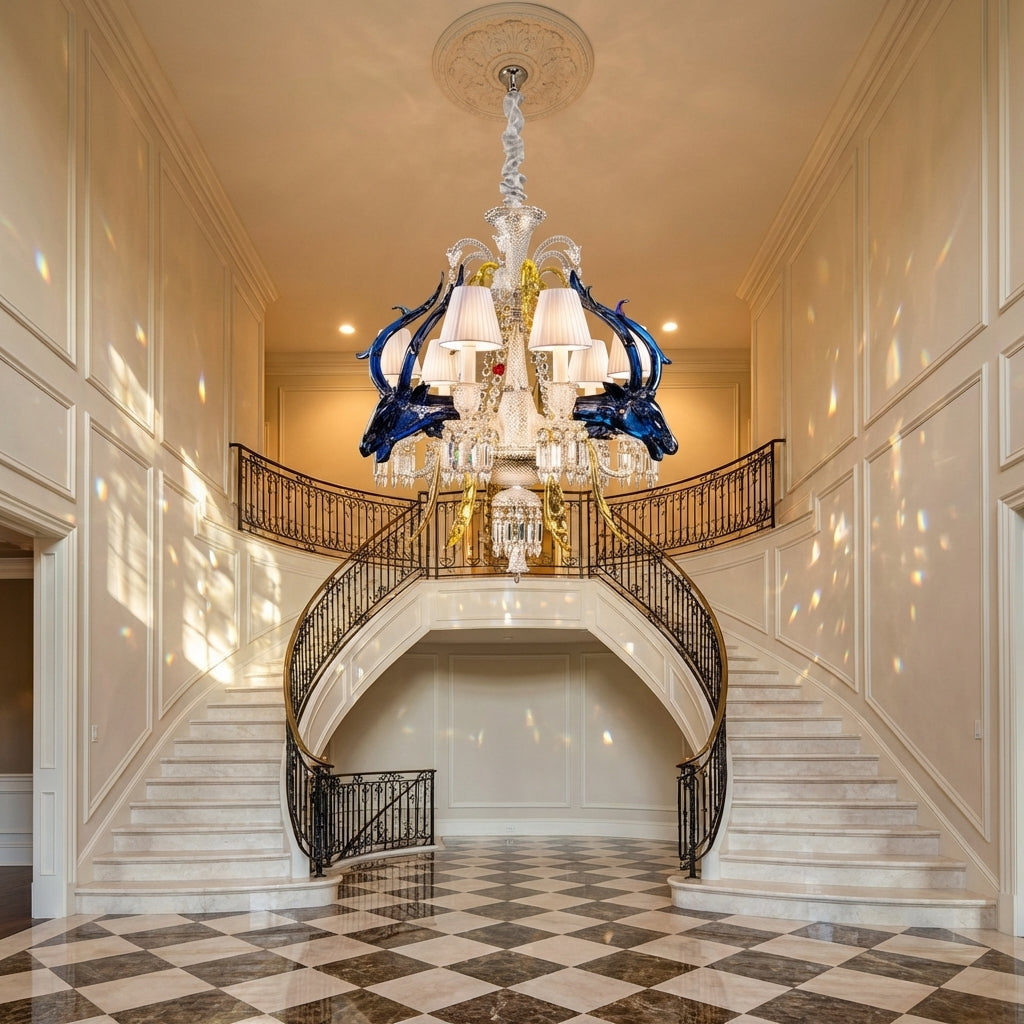 Luster Gaze Enchanted Bloom Crystal Branch Chandelier - grand American estate foyer