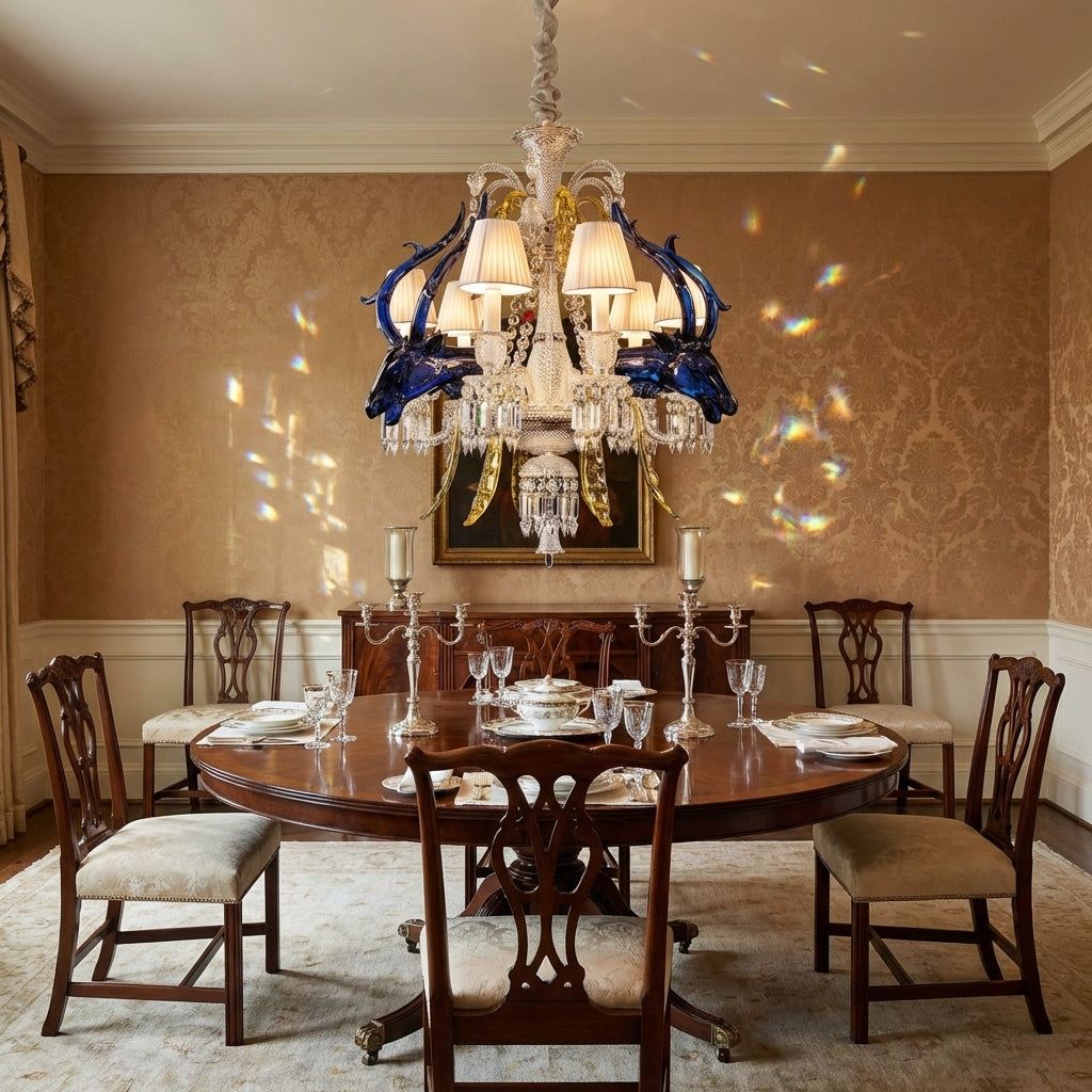 Luster Gaze Enchanted Bloom Crystal Branch Chandelier - formal American dining room