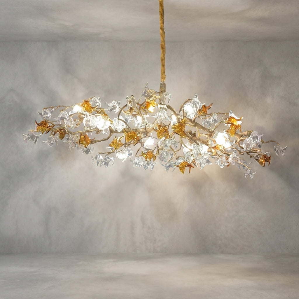 Luster Gaze Veridian Bloom Brass Branch Chandelier - Background Shot