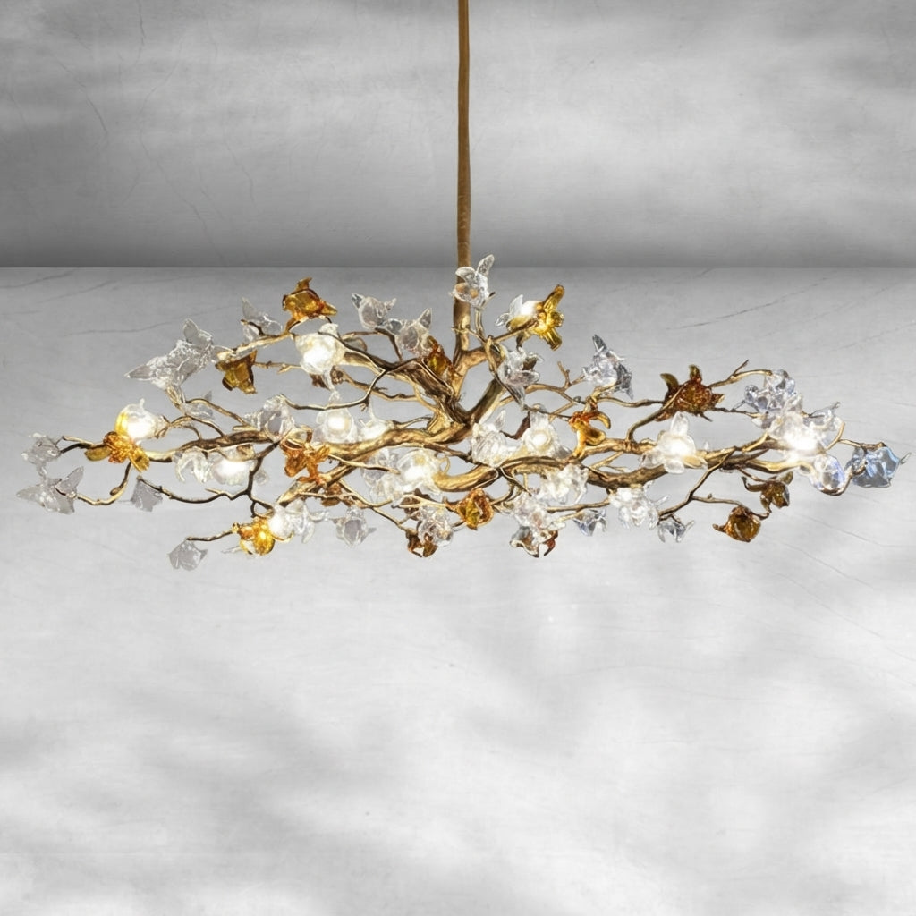 Luster Gaze Veridian Bloom Brass Branch Chandelier - Background Shot