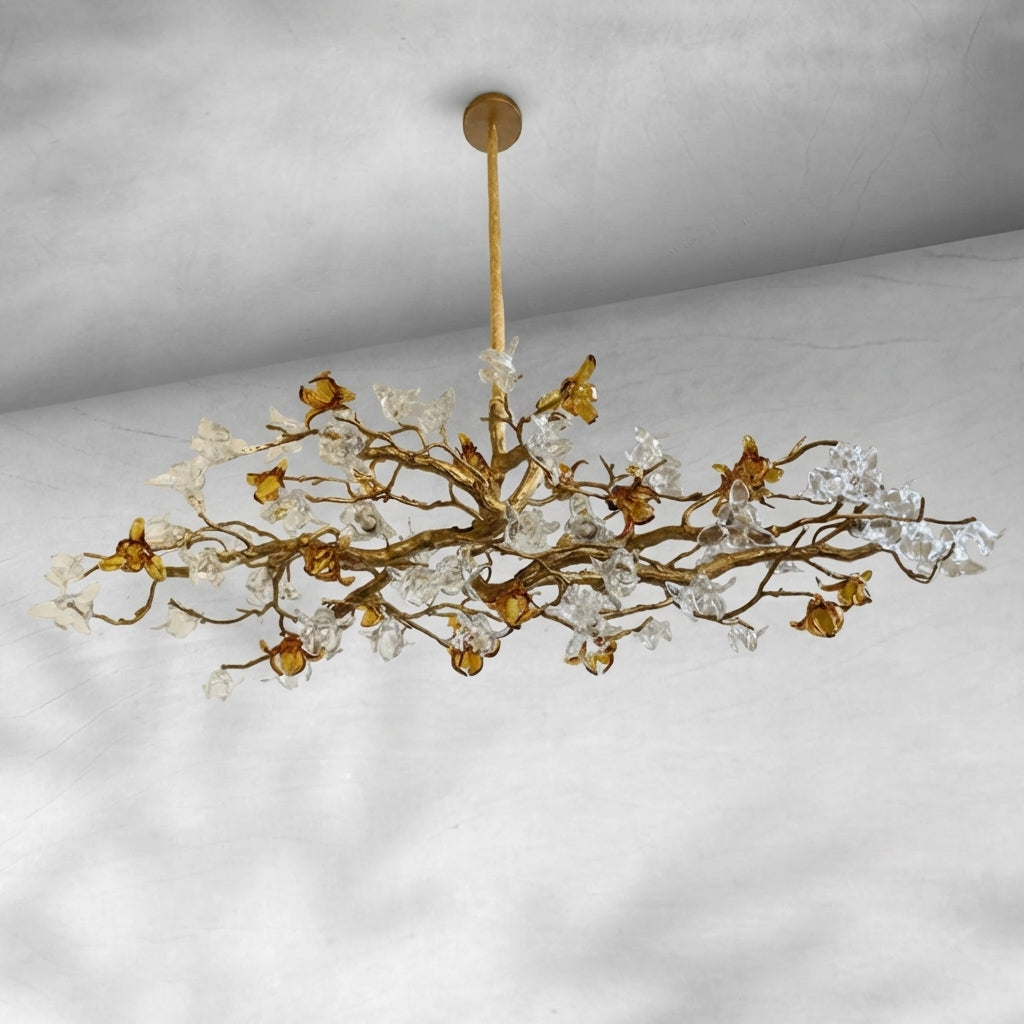 Luster Gaze Veridian Bloom Brass Branch Chandelier - Background Shot