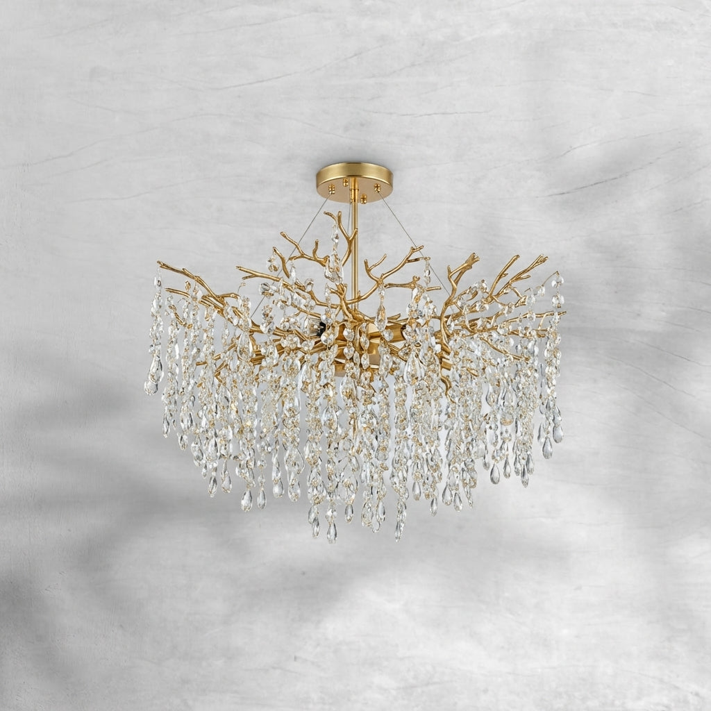Luster Gaze Veridian Bloom Floral Crystal Chandelier - Background Shot