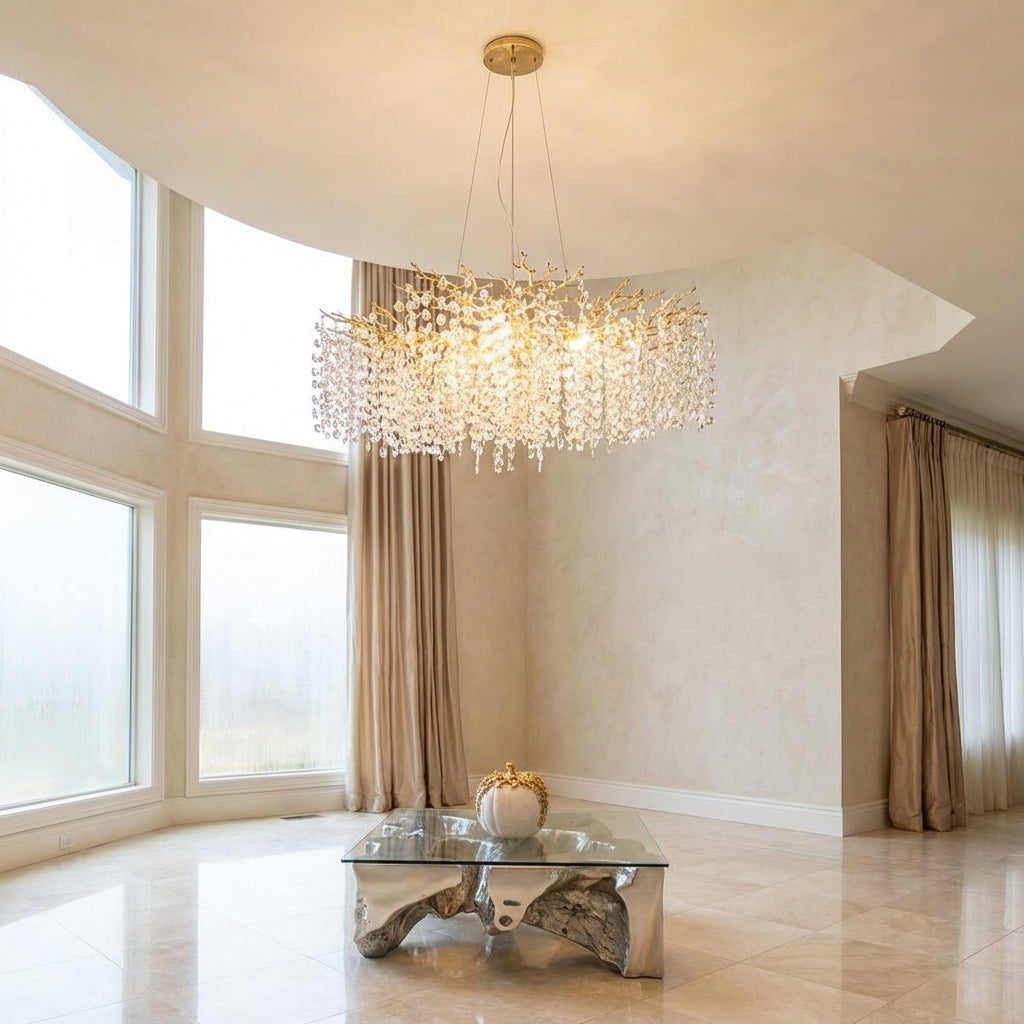 Luster Gaze Veridian Bloom Floral Crystal Chandelier - Studio Shot