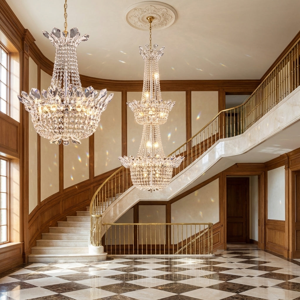 Luster Gaze Regal Branch Crystal Pendant Chandelier - grand American estate foyer