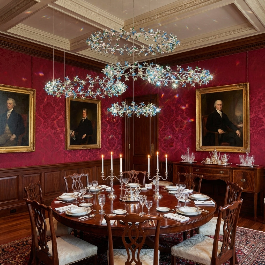 Luster Gaze Modern Design Crystal Chandelier with Floral Crown Shape - formal American dining room