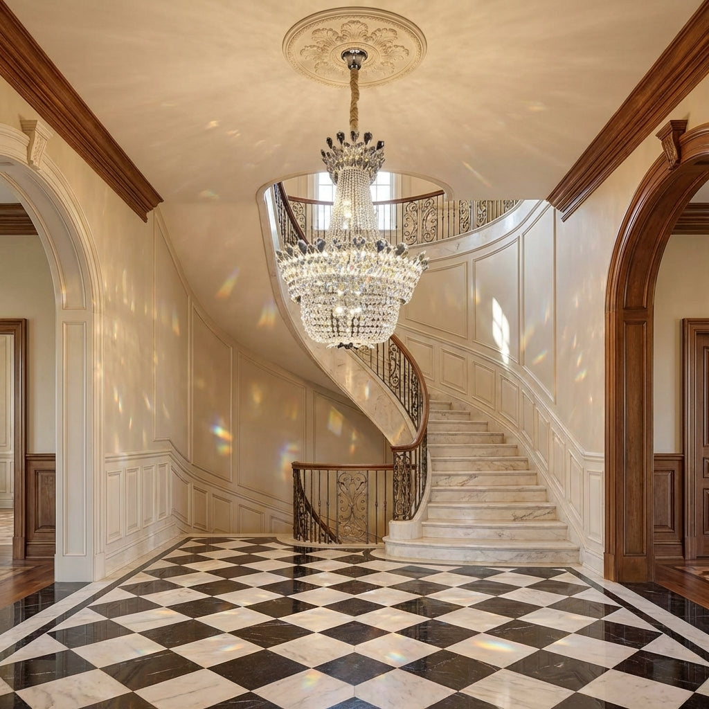 Luster Gaze Luxury Empire Branch Crystal Chandelier Pendant Light for Entryway and Foyer - Scene