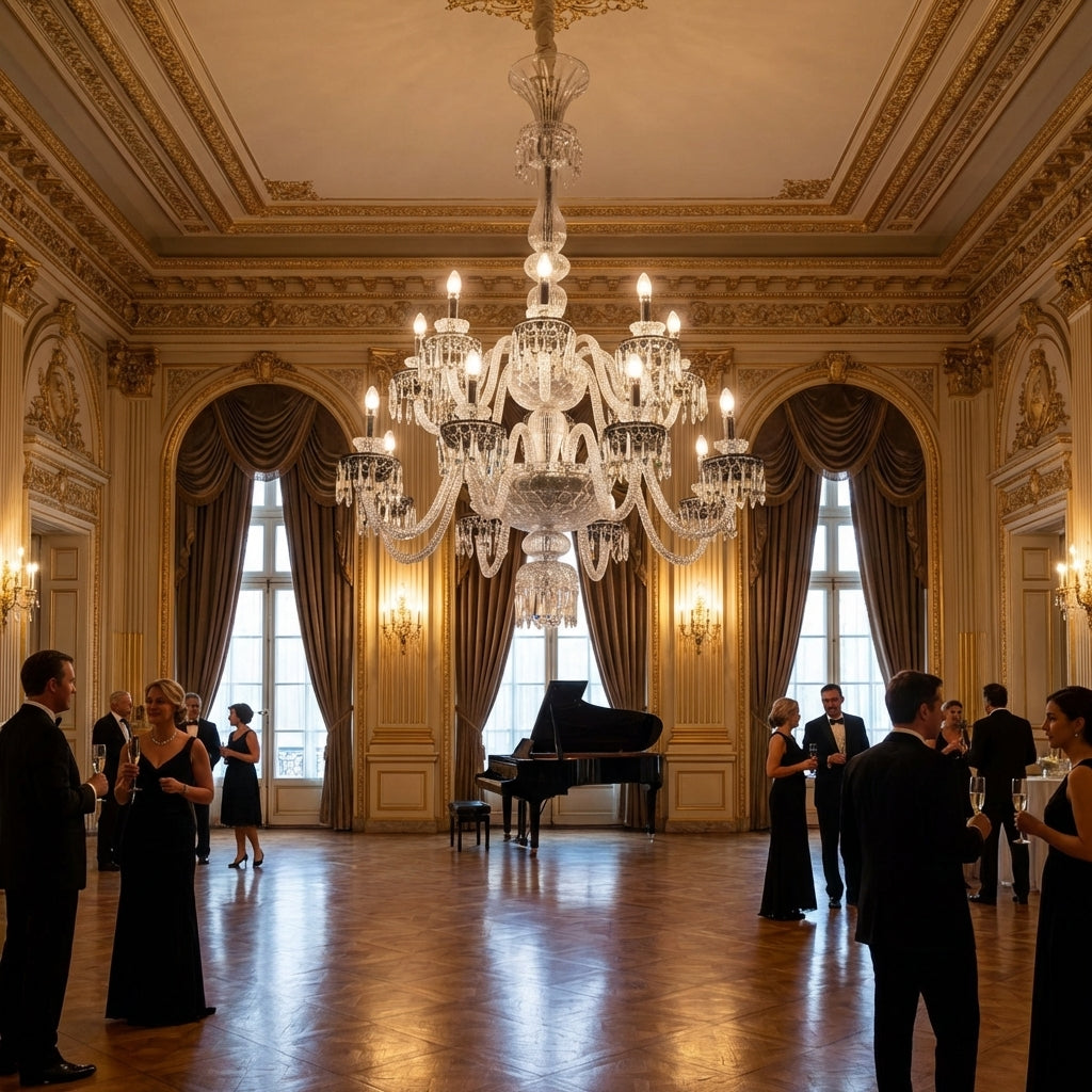 Luster Gaze Veridian Bloom Crystal Chandelier - American ballroom or formal entertaining space