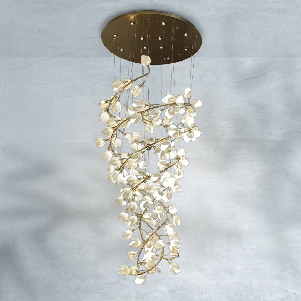 Luster Gaze Magnolia Bloom Spiral Grand Chandelier - Background Shot