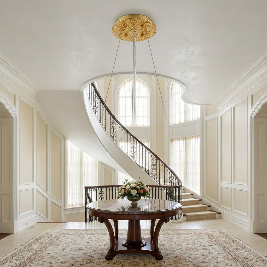 Luster Gaze Post-Modern Art Brass and Ceramics Flower Pendant Branch Chandelier for Living/Dining Room - Studio Shot