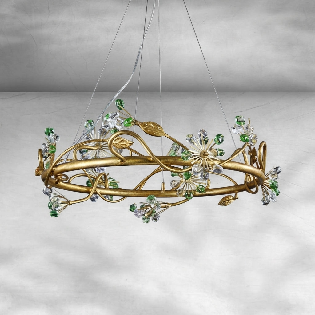 Luster Gaze Verdant Bloom Brass Ring Chandelier - Background Shot