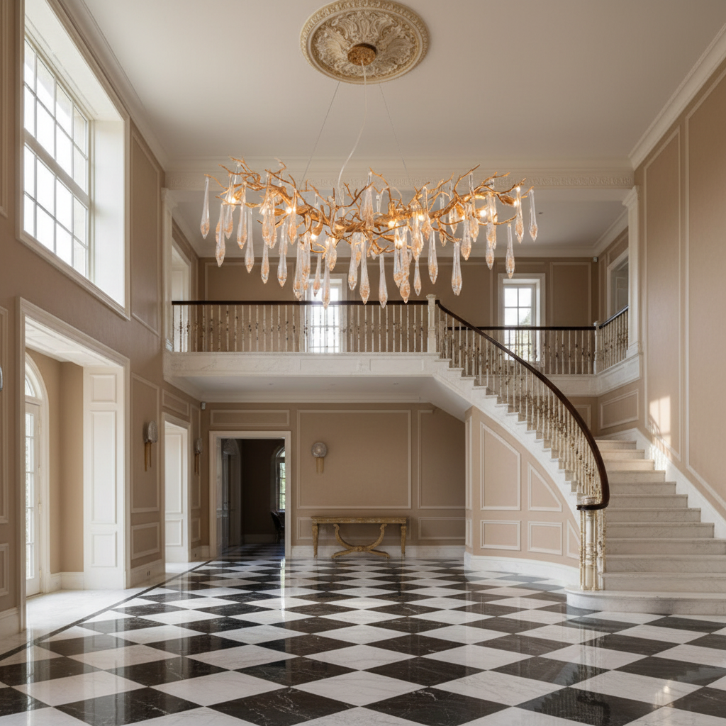 Luster Gaze Agnes Brass Branch Crystal Chandelier For Dining Room - grand American estate foyer