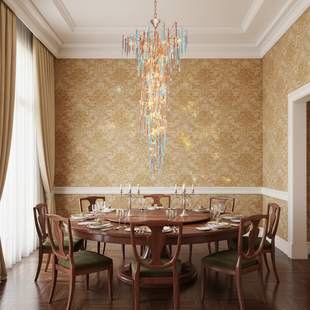 Luster Gaze Dora Colorful Crystal Staircase Chandelier - formal American dining room