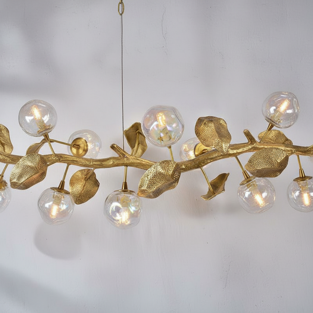 Luster Gaze Veridian Bloom Brass Branch Chandelier - Background Shot