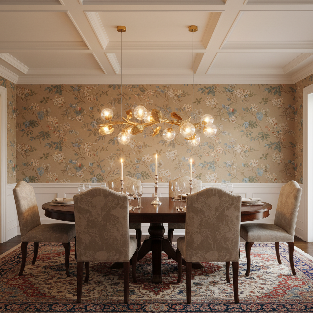 Luster Gaze Veridian Bloom Brass Branch Chandelier - formal American dining room