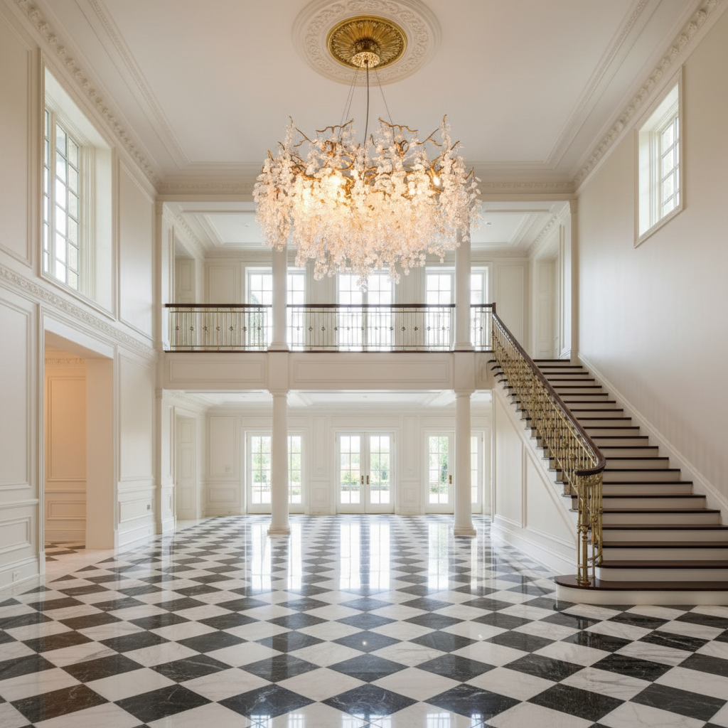 Luster Gaze Gilded Branch Crystal Chandelier - grand American estate foyer