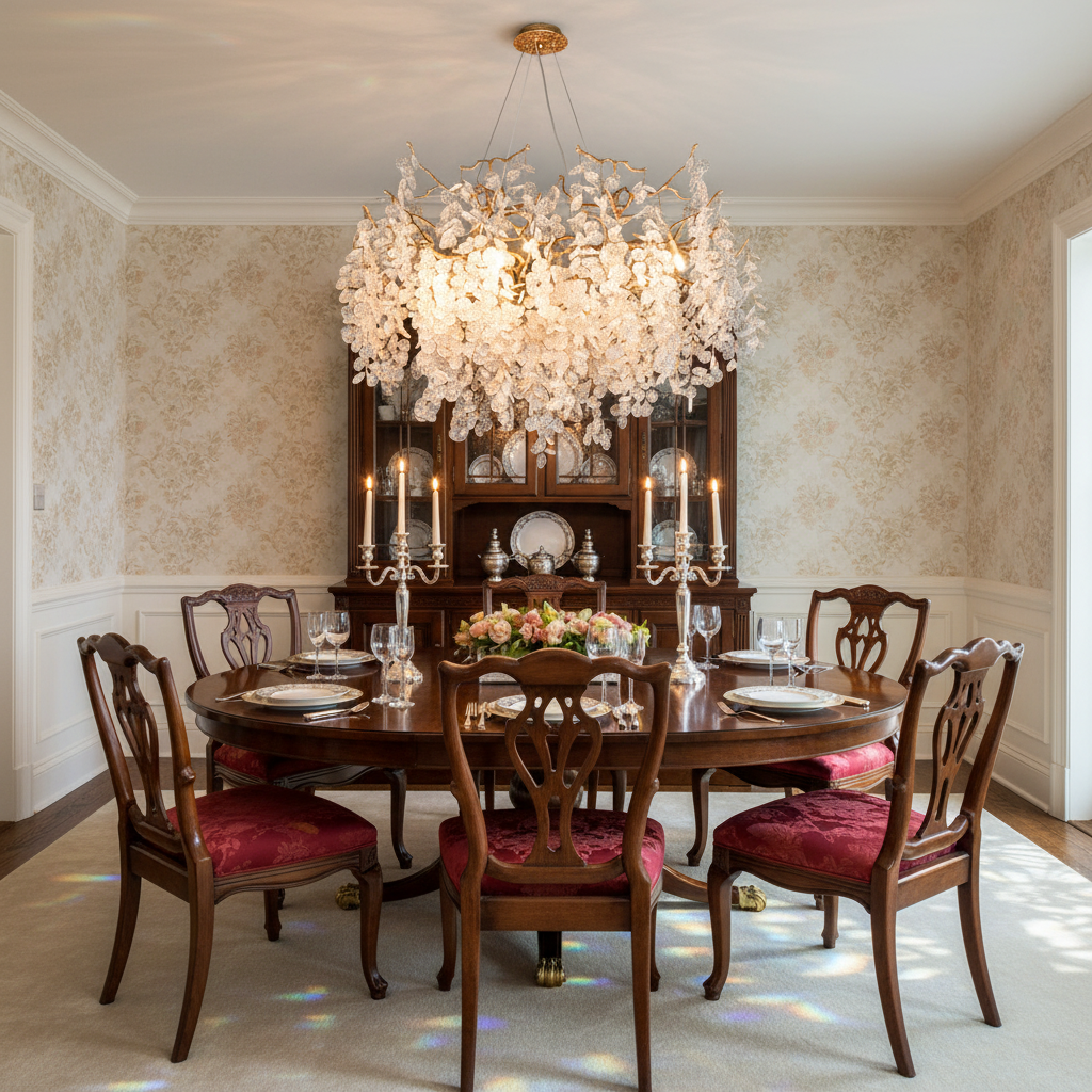 Luster Gaze Gilded Branch Crystal Chandelier - formal American dining room