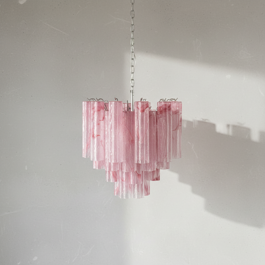 Luster Gaze Rosewater Murano Glass Chandelier - Background Shot