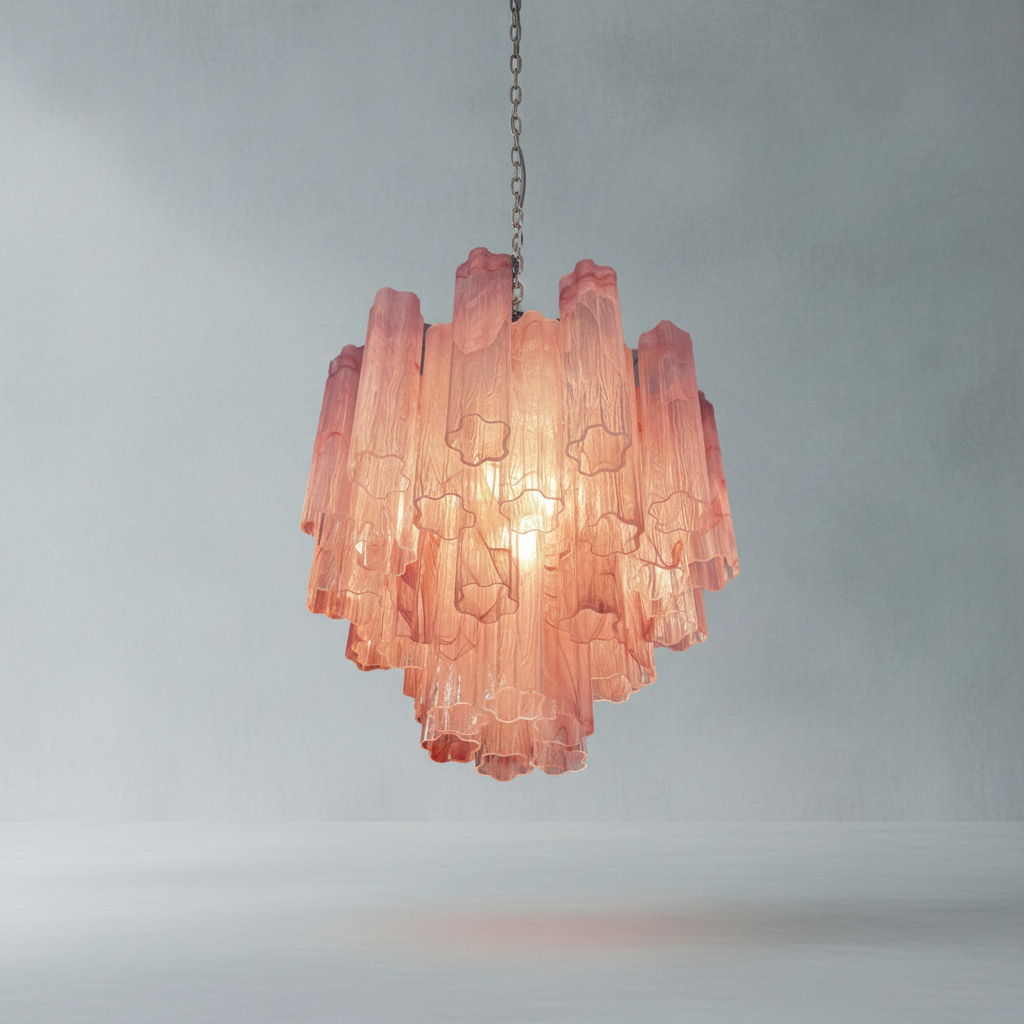 Luster Gaze Rosewater Murano Glass Chandelier - Background Shot