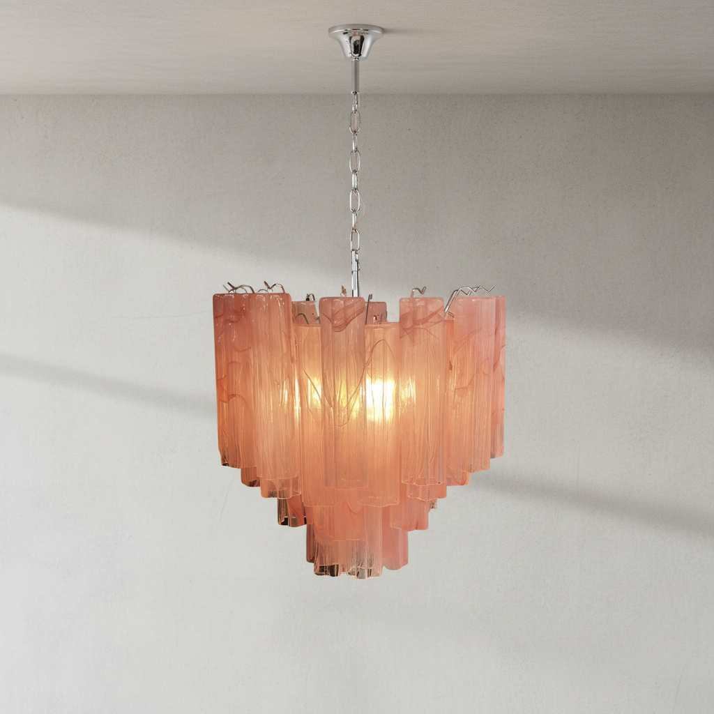 Luster Gaze Rosewater Murano Glass Chandelier - Background Shot