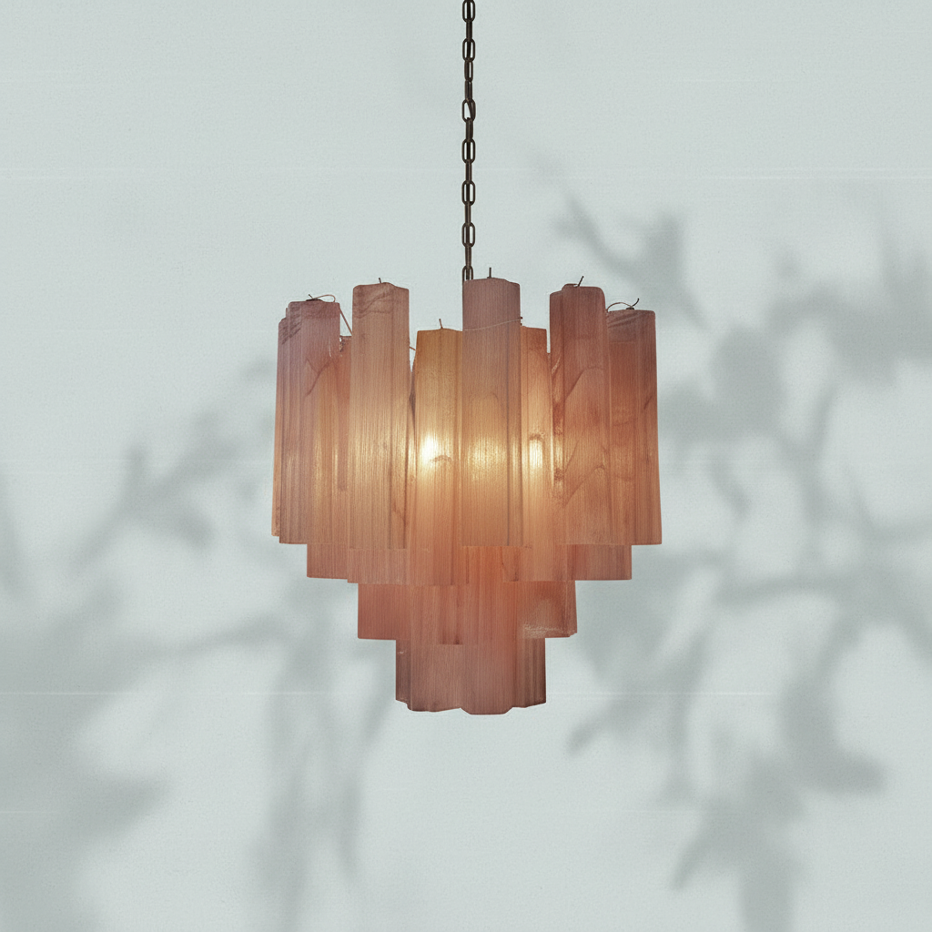 Luster Gaze Pink Murano Glass Tronchi Chandelier - Studio Shot