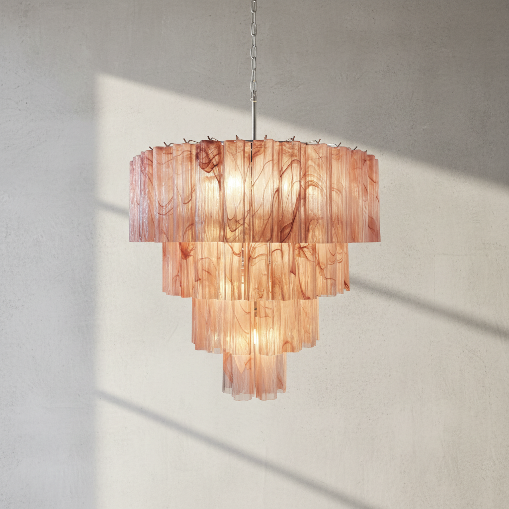 Luster Gaze Alabaster Pink Grand Chandelier - Background Shot