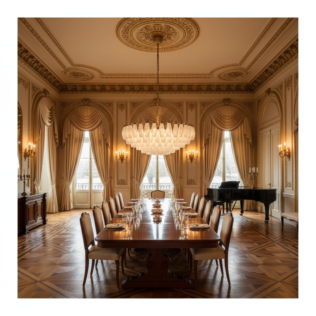 Luster Gaze Murano Chandelier – Poliedri – 185 glass – White Alabaster - Scene