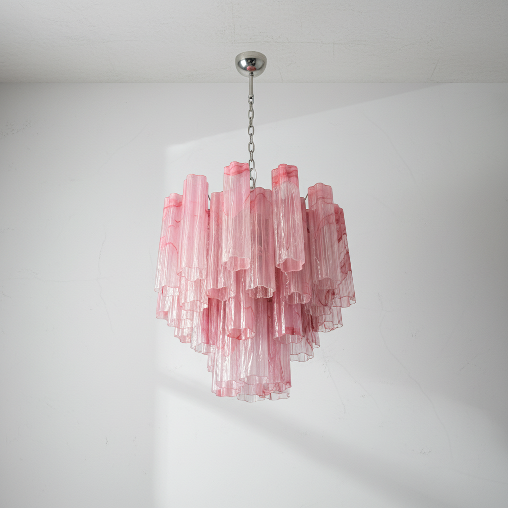 Luster Gaze Murano Chandelier – 36 tubes – Alabaster Pink - Studio Shot
